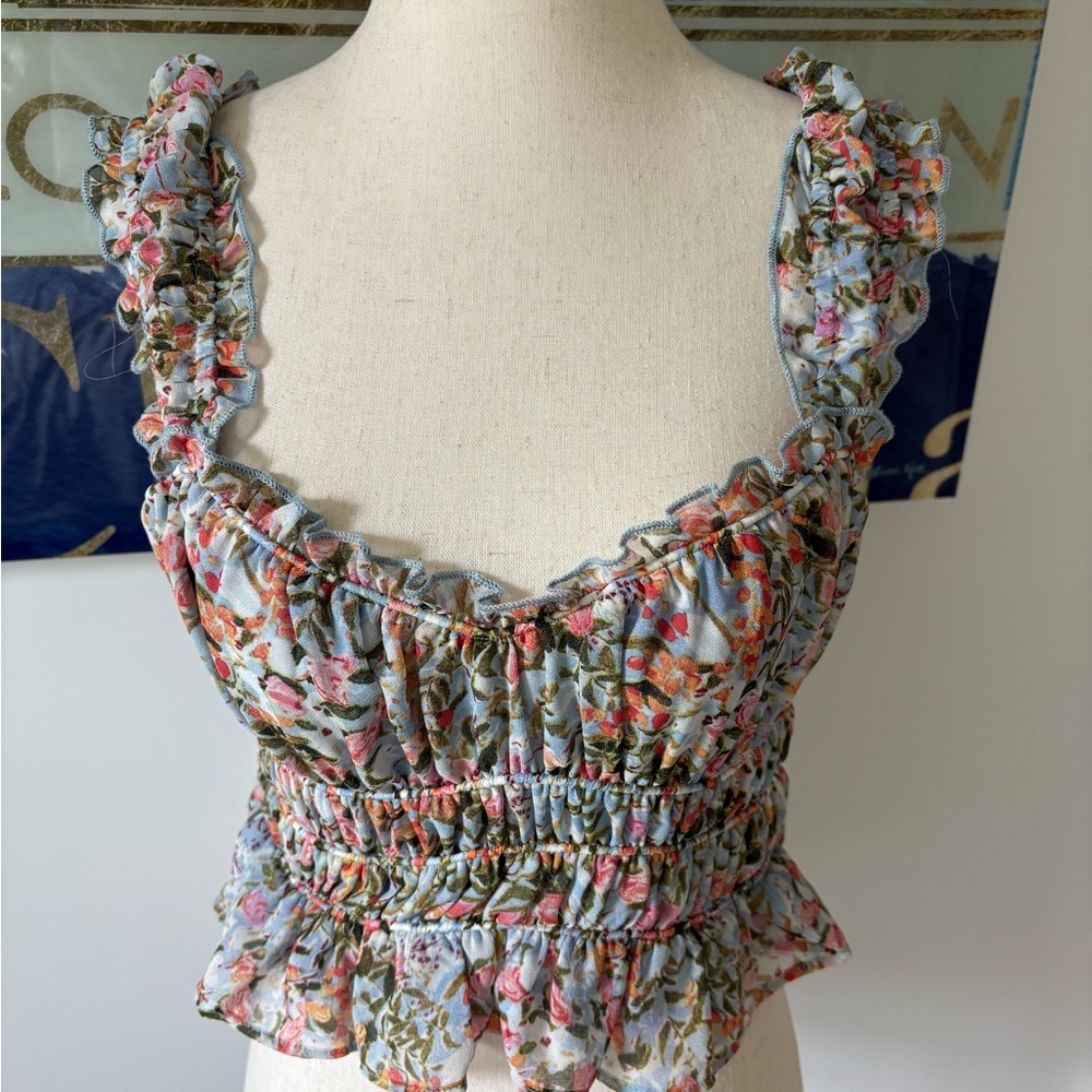 ASTR Floral Ruffle Blouse - Multicolor - Picture 3 of 6